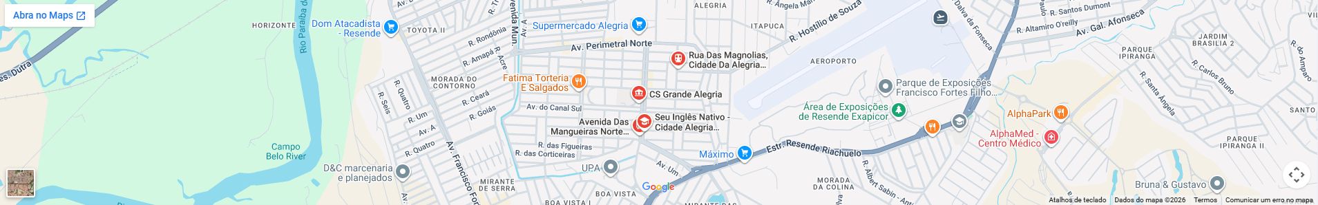 Mapa de localização da Escola All Languages em Resende, RJ